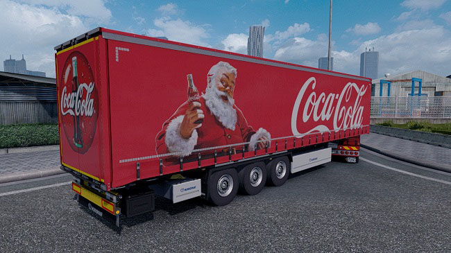 Мод скин Coca-Cola Christmas Trailer Krone для ETS 2 (1.32.x)