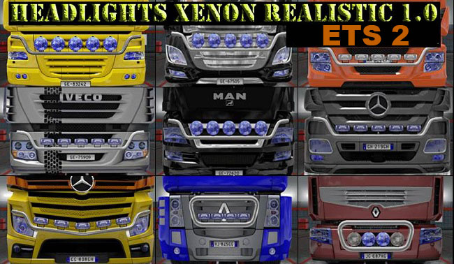Мод Realistic Headlights Xenon v2.6 для ETS 2 (1.34.x)