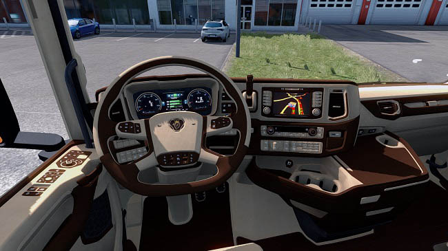 Мод Scania S&R CMI Brown & Beige Interior v1.0 для ETS 2 (1.32.x)