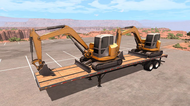 Мод Flatbed Excavator Transport v1.2