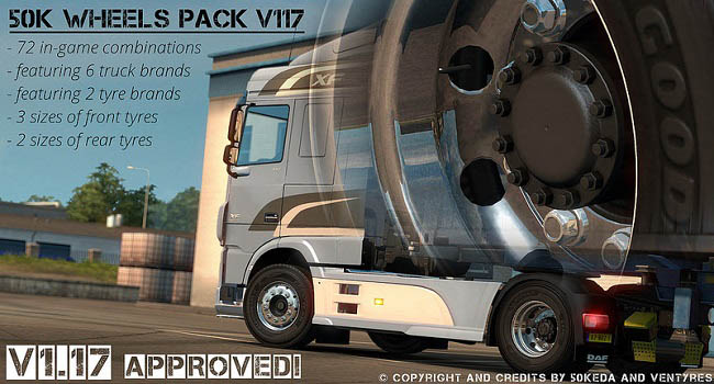 Мод 50k Wheels Pack v4.3 для Euro Truck Simulator 2 (1.38.x)