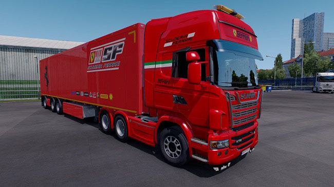 Мод Ferrari Truck and Ownership Trailer Skins v1.0 для ETS 2 (1.32.x)