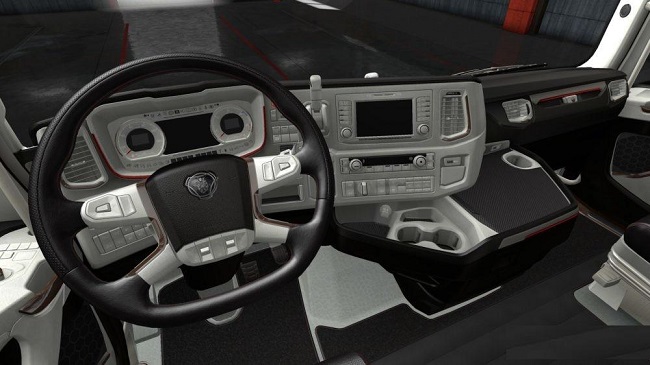 Мод Black White and Black Yellow Scania S & R Interiors v1.0 для ETS 2 (1.34.x)