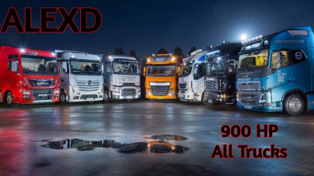 Мод ALEXD 900 HP For All Trucks v1.7 для ETS 2 (1.38.x)