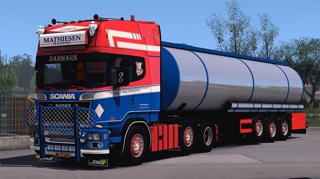 Мод Scania + Cistern Trailer Mathiesen Transport для ETS 2 (1.34.x)