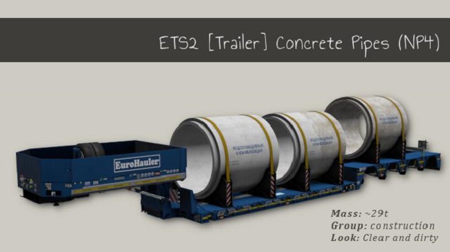 Мод Trailer Concrete Pipes v1.3 для ETS 2 (1.45.x)