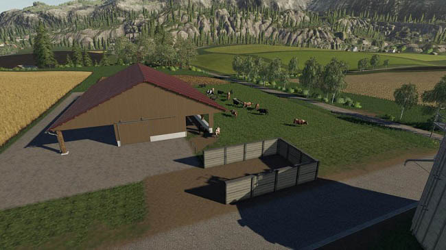 Мод Cowshed with a big willow v1.1 для FS19 (1.4.x)