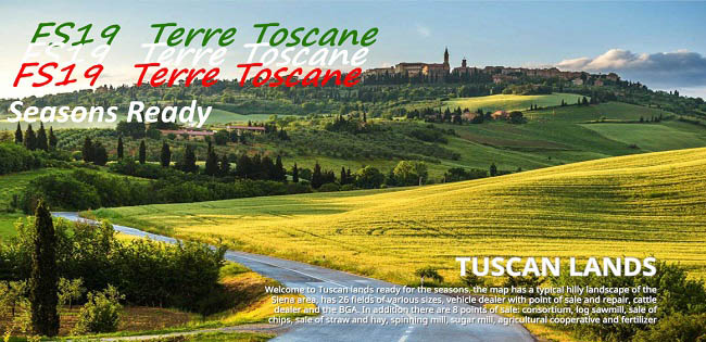 Карта Tuscan Lands v1.0.0.1 для FS19 (1.4.x)
