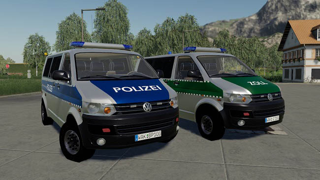 Мод Volkswagen T5 police and customs v1.0.0.0 для FS19 (1.5.x)