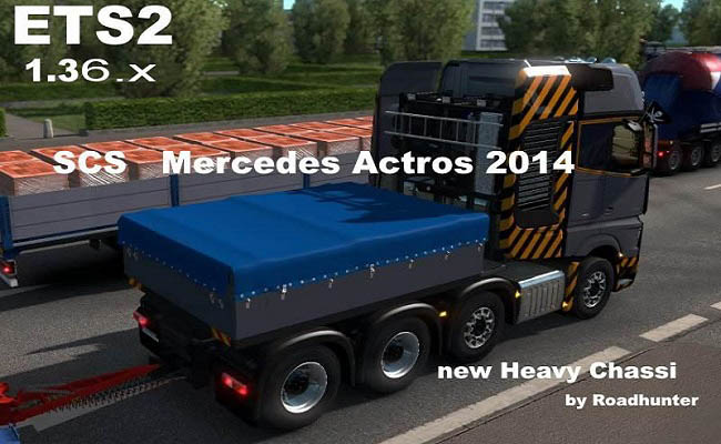 Мод Mercedes Actros 2014 Heavy Chassi 8x4 + Trailer для ETS 2 (1.36.x)