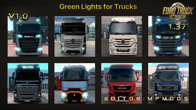Мод Green Lights for trucks v1.0 для ETS 2 (1.37.x)