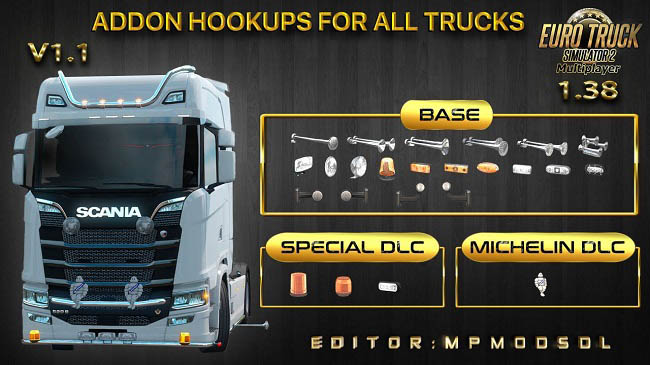 Мод Addon Hookups For All Trucks v1.2 для ETS 2 (1.39.x)