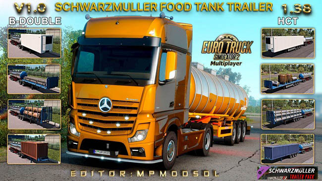 Мод Schwarzmuller Food Tank B-Double And HCT Trailer v1.0 для ETS 2 (1.38.x)
