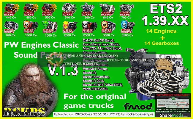 Мод PW Engines Classic Sounds Pack v1.4 для ETS 2 (1.40.x)