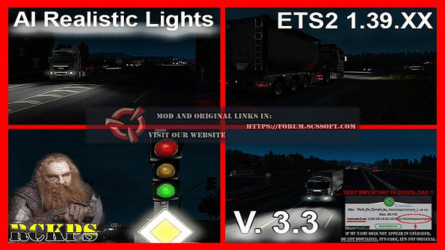 Мод AI Realistic lights v3.3 для ETS 2 (1.39.x)