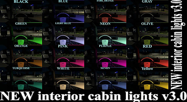 Мод NEW Interior Cabin lights v3.0 для ETS 2 (1.39.x)