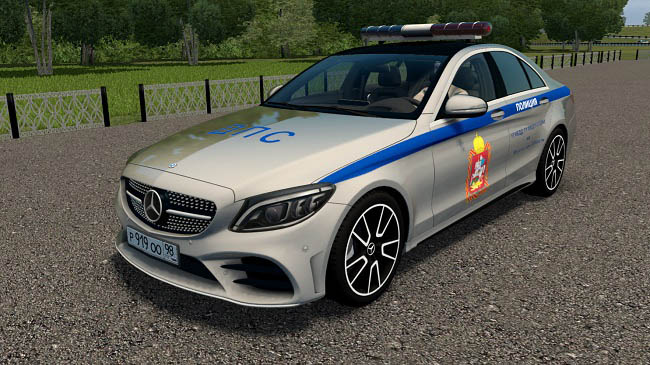 Мод Mercedes-Benz C300 (W205) Police для City Car Driving (1.5.9.2)