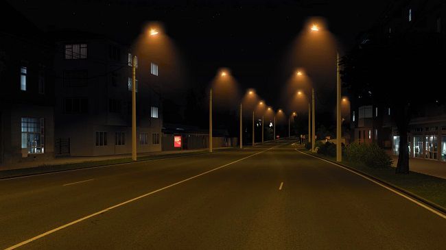 Street Lamps with Fog v1.1 для Euro Truck Simulator 2 (1.45.x)