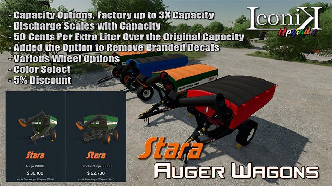 Iconik Stara Auger Wagons v1.0.0.0 для FS22 (1.1.x)
