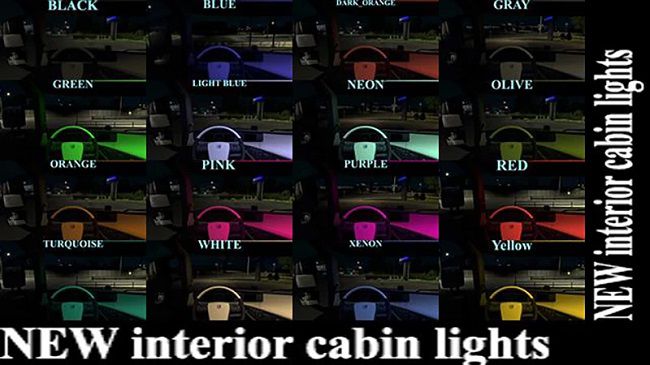 Interior Cabin Lights v3.2 для Euro Truck Simulator 2 (1.45.x, 1.46.x)