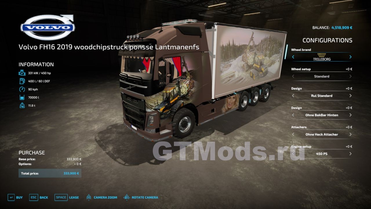 Volvo Fh16 2019 Woodchips V10 для Farming Simulator 22 13x Моды для игр про автомобили от 5099