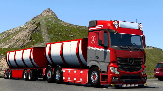 Mercedes Actros Asphalt Tandem v1.3 для Euro Truck Simulator 2 (1.45.x)