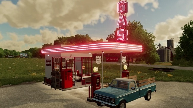 Old Retro Gas Station v1.0 для Farming Simulator 22 (1.7.x)