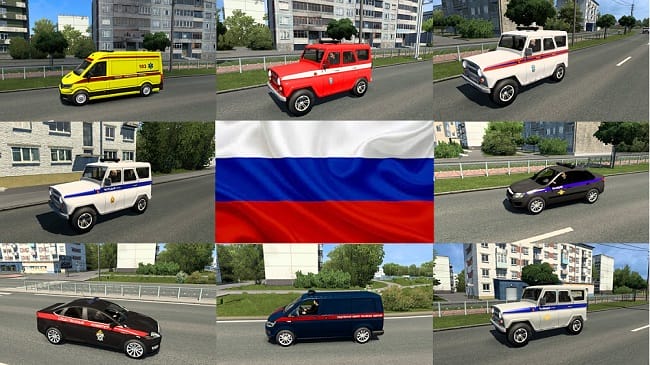 Пак российского спецтранспорта в трафик v1.0 для Euro Truck Simulator 2 (1.46.x)