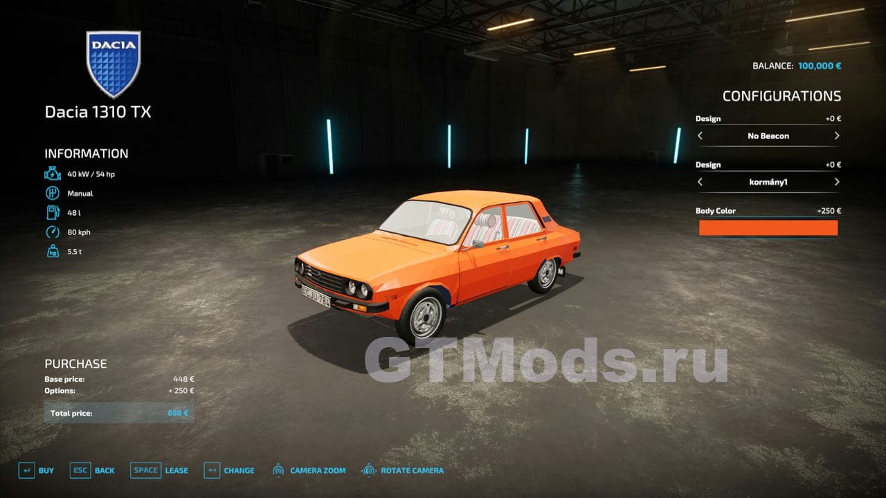 Dacia 1310 TX v1.0.0.0 для Farming Simulator 22 (1.8.x) » Моды для игр про  автомобили от GTMods.ru