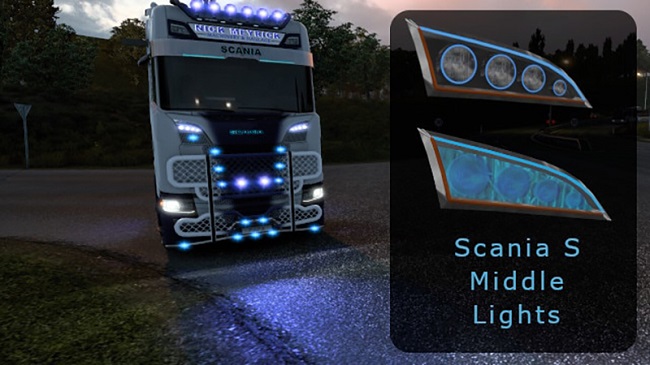 Scania S Middle Lights Blinkers Built-in v1.0 для Euro Truck Simulator 2 (1.46.x)