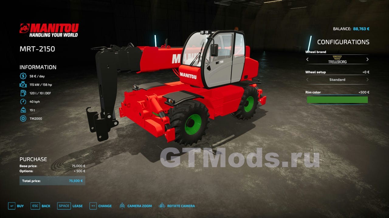 Manitou Mrt2150 V10 для Farming Simulator 22 18x Моды для игр про автомобили от 3210