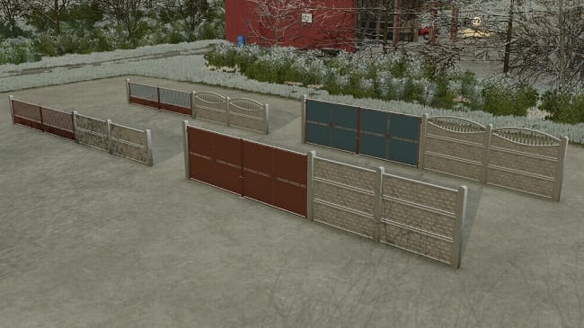Concrete Fence With Gates v1.1 для Farming Simulator 22 (1.8.x)