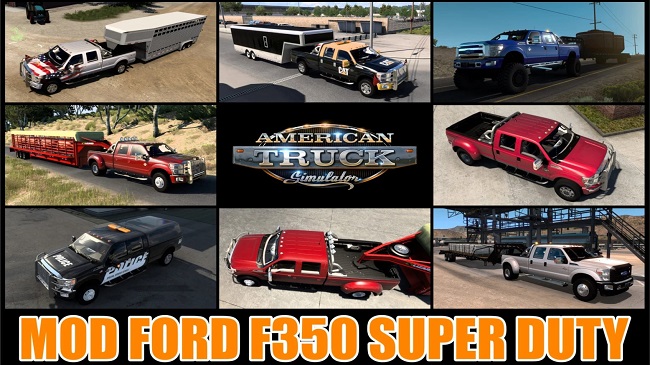 Ford F350 Super Duty + Trailer v1.0 для American Truck Simulator (1.46.x)