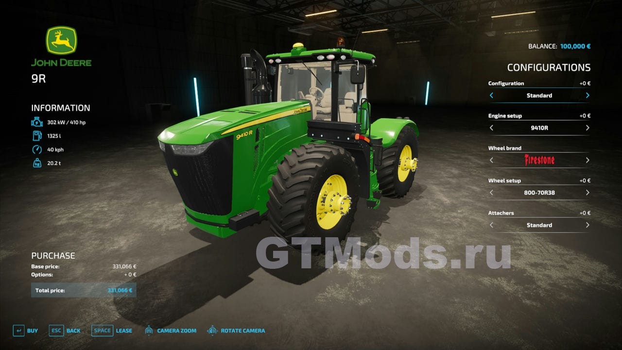 John Deere 9r 2014 V10 для Farming Simulator 22 19x Моды для игр про автомобили от 8908