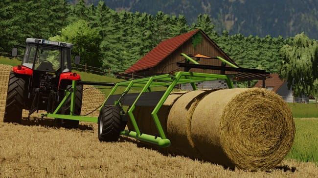 5 Round Bales Trailer v1.0 для Farming Simulator 22 (1.9.x)