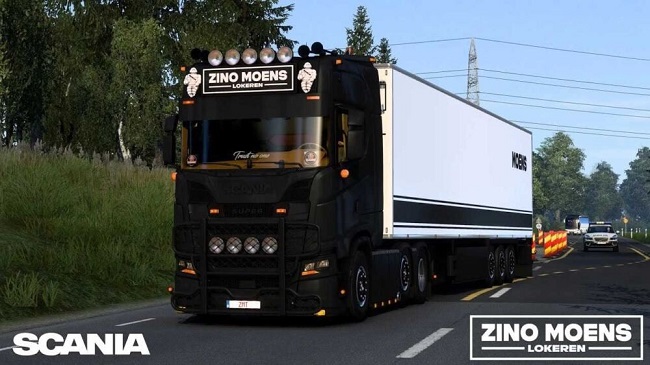 Scania S650 + прицеп Zino Moens Transport v1.0 для Euro Truck Simulator 2 (1.47.x)