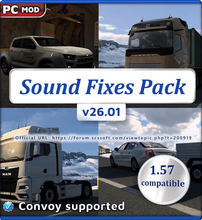 Звуковой мод Sound Fixes Pack (ETS2/ATS) v26.01