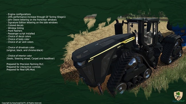 John Deere 9R 710-830 Signature Edition FS25 v1.0.0.3