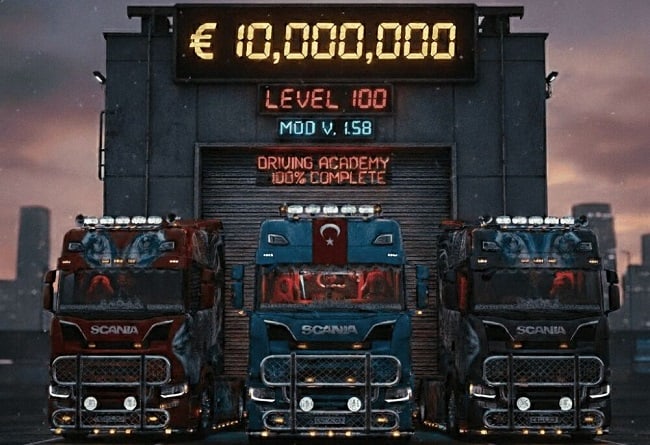 ETS2 Full Progress Save – €10M, Level 100, 100% Completed v1.0